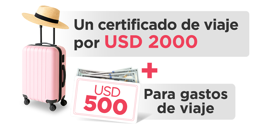 Premios del concurso: certificado de viaje USD 2000 y gift card USD 500